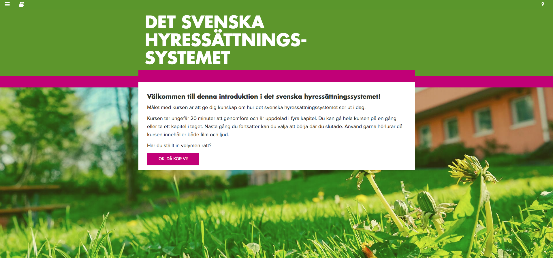 Screenshot from Sveriges Allmännyttas e-learning